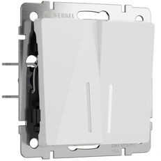 Изображение Выключатель двухклавишный проходной с подсветкой (белый акрил) W1122141