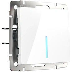 Изображение Выключатель одноклавишный проходной с подсветкой (белый глянцевый) W1112101