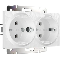 Изображение Розетка двойная с заземлением Hammer (белый) W1272001